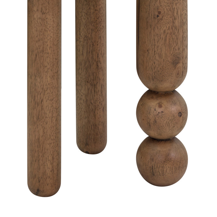 Cognac Rubberwood Round Three-Leg Accent Table