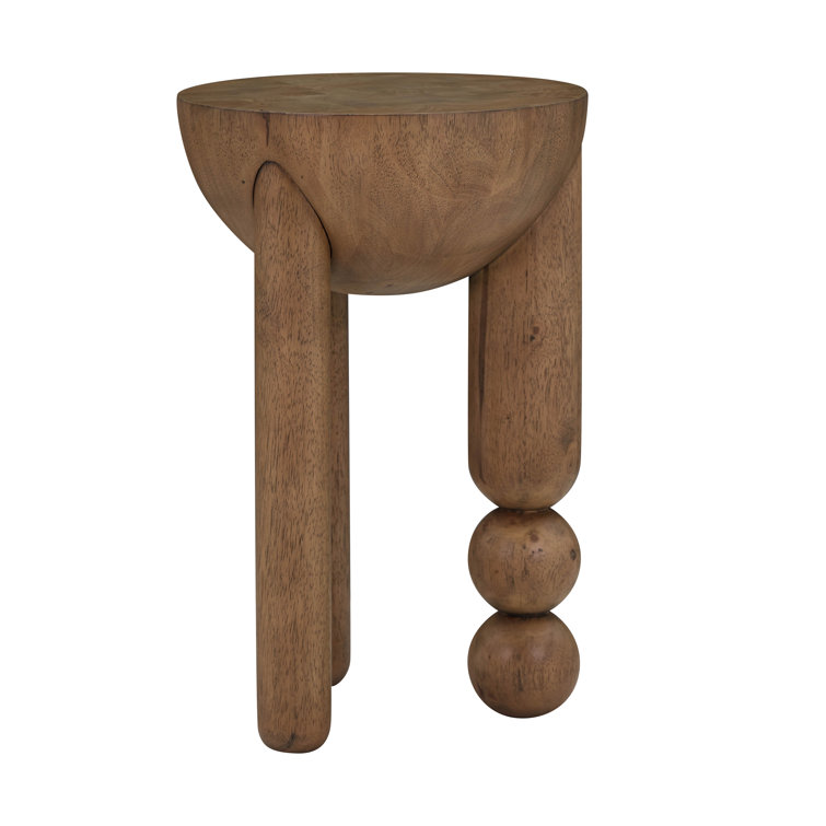 Cognac Rubberwood Round Three-Leg Accent Table