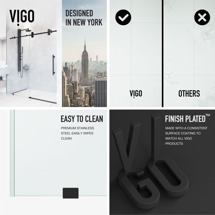 Matte Black Frameless Sliding Shower Door with Clear Glass