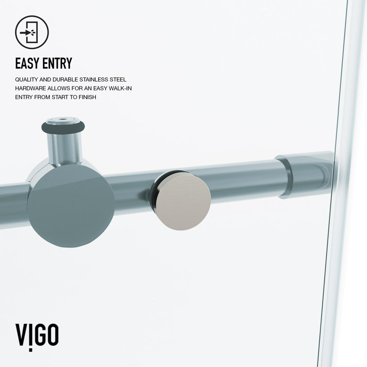 Elan 72" Frameless Clear Glass Sliding Shower Door with Stainless Steel Hardware