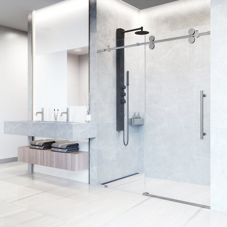 Elan 56-60" Frameless Sliding Shower Door with Stainless Steel Finish