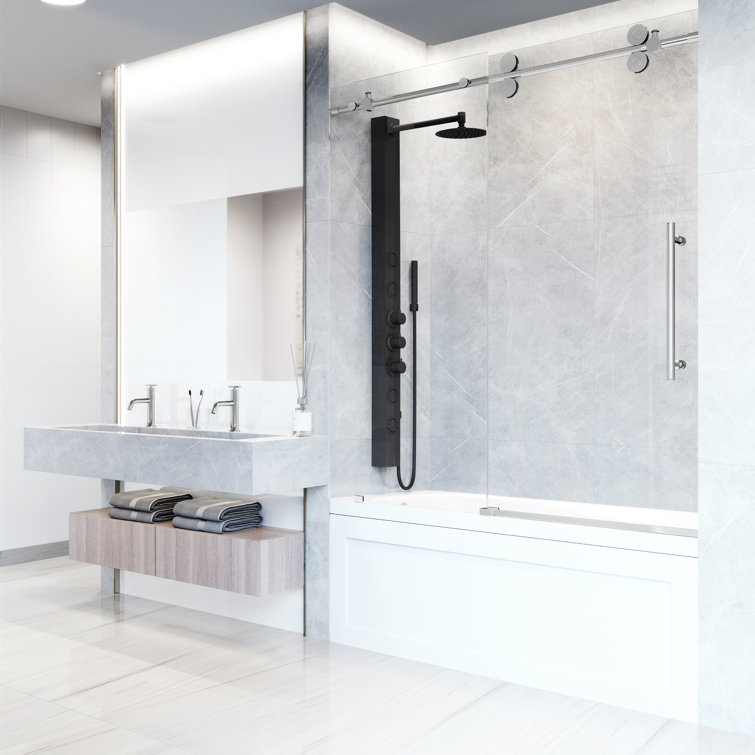 Elan Chrome 60" Frameless Sliding Tub Door with Laminated Glass