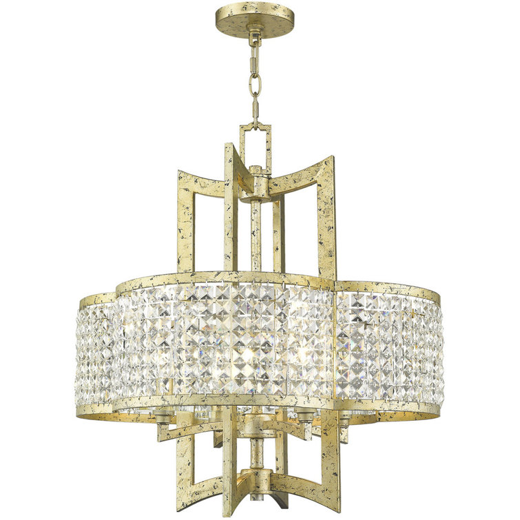 Winter Gold Crystal 4-Light Geometric Chandelier