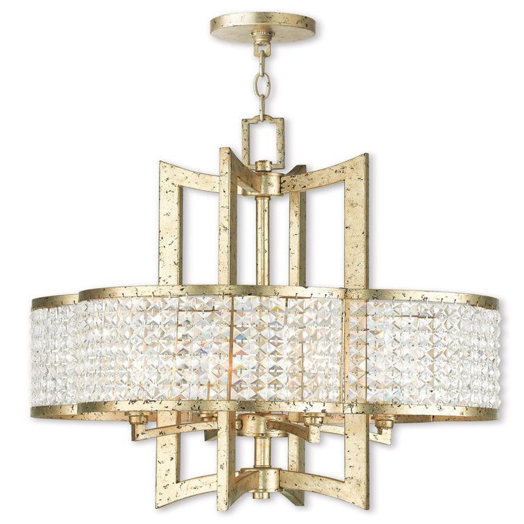 Winter Gold Crystal 4-Light Geometric Chandelier