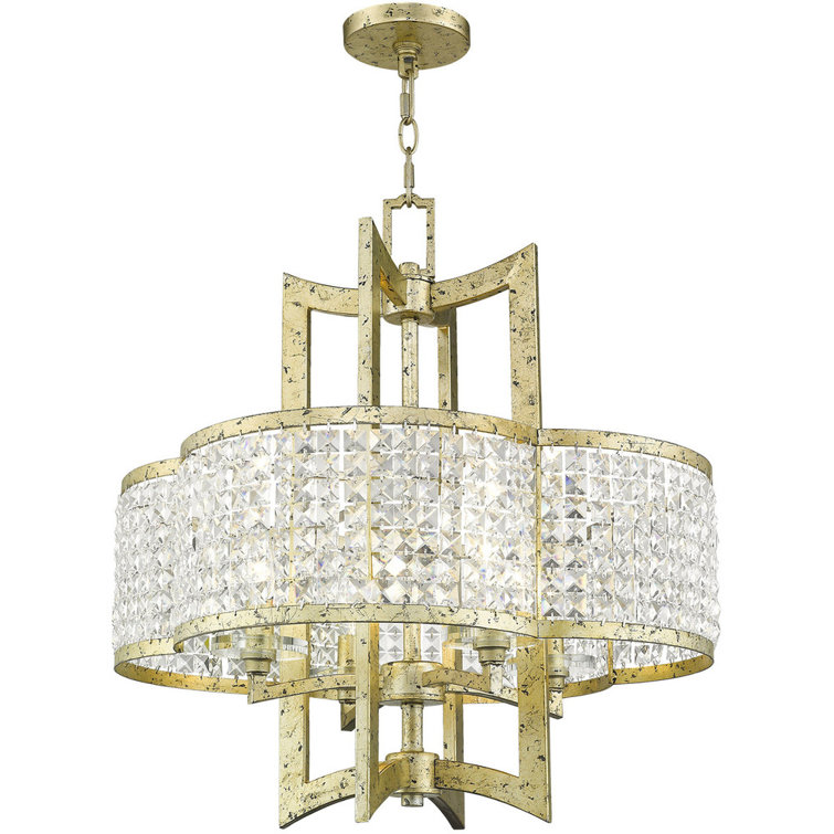 Winter Gold Crystal 4-Light Geometric Chandelier