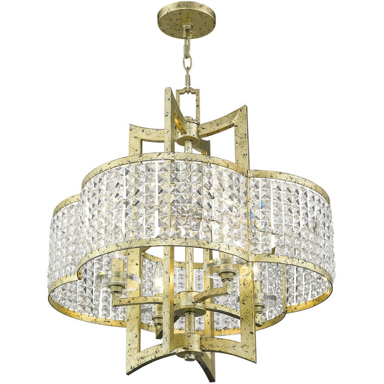 Winter Gold Crystal 4-Light Geometric Chandelier