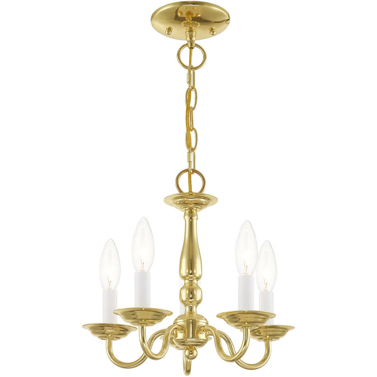 Polished Brass Mini Candle Style Chandelier with 5 Lights