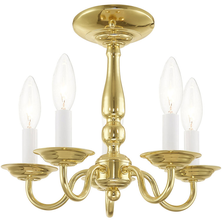 Polished Brass Mini Candle Style Chandelier with 5 Lights