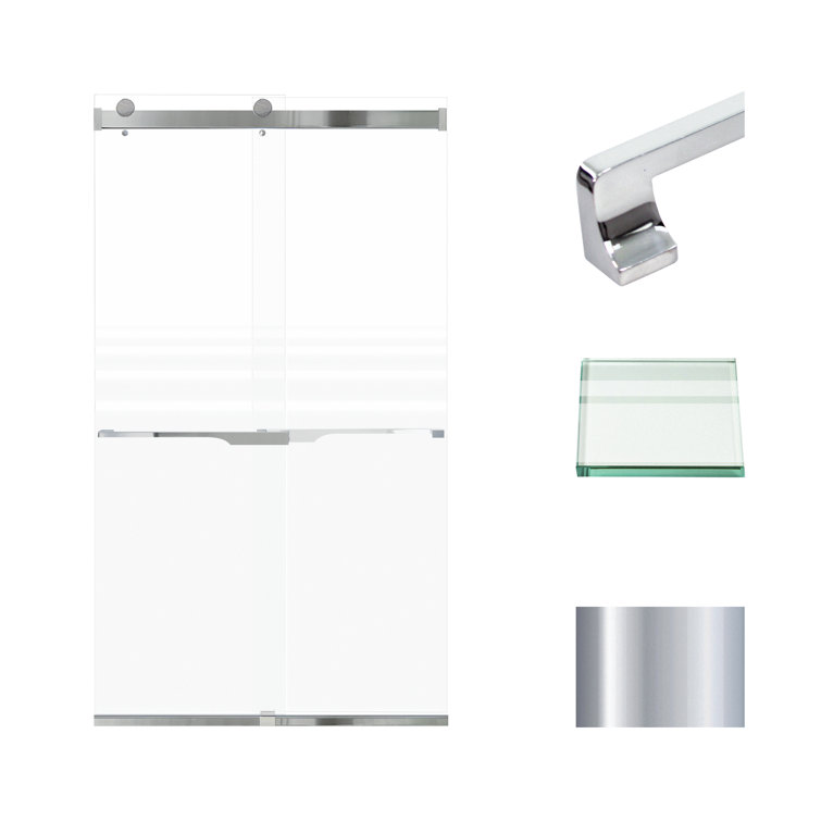 Brianna 48" x 80" Sliding Frameless Shower Door in Polished Chrome with Frosted Glass