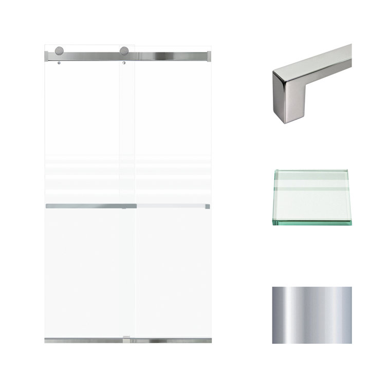 80" High x 48" Wide Frameless Chrome Shower Door with Frosted Glass