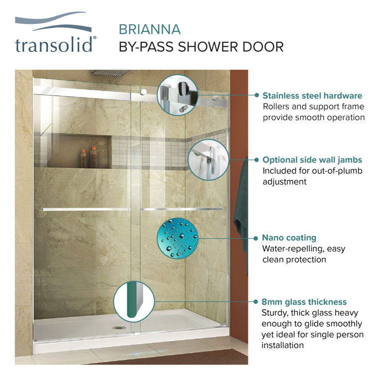 Matte Black 60" x 62" Frameless Sliding Shower Door with Frosted Glass
