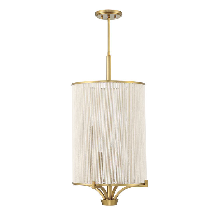 Warm Brass Mini Chandelier with Soft White String Shade
