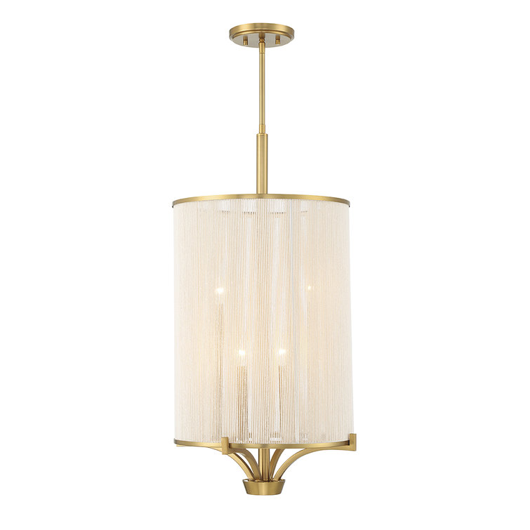 Warm Brass Mini Chandelier with Soft White String Shade