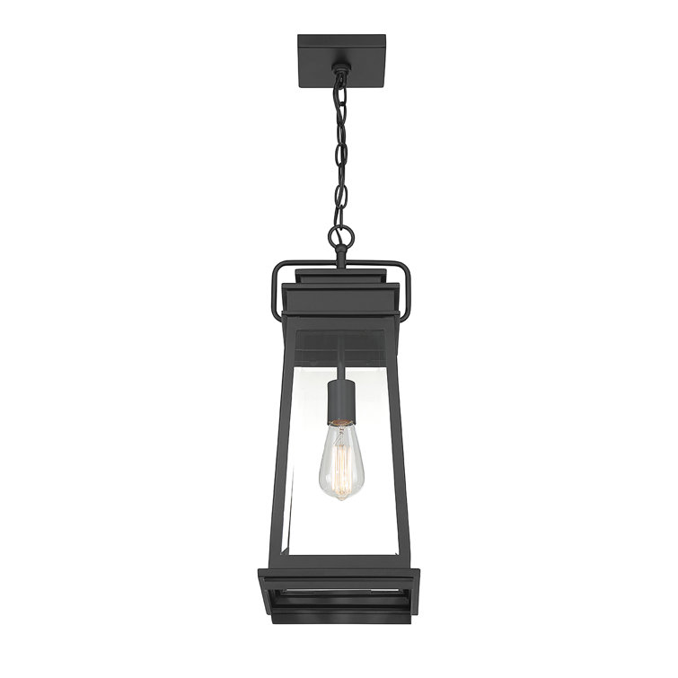 Matte Black Outdoor Hanging Lantern with Clear Glass