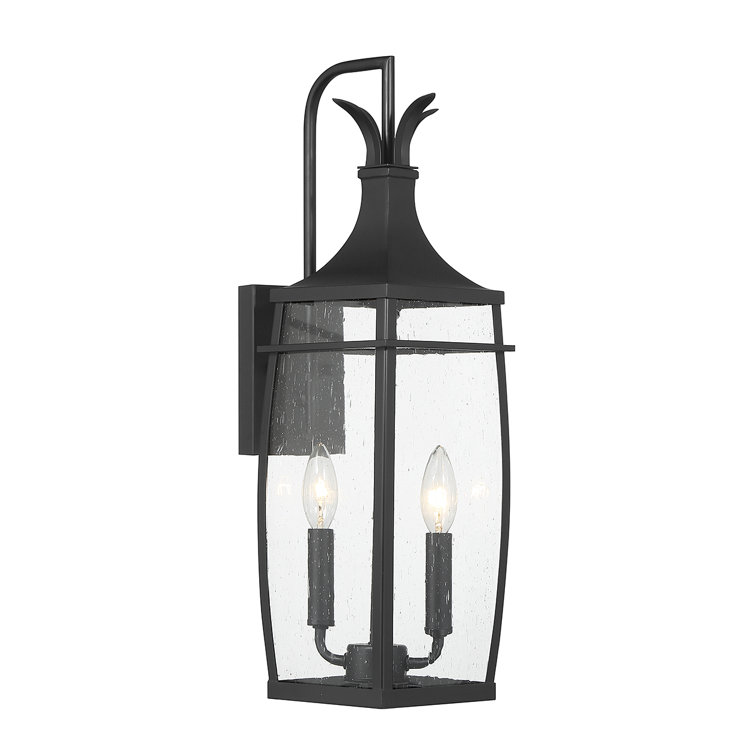 Montpelier Matte Black 2-Light Outdoor Wall Lantern with Clear Seeded Glass