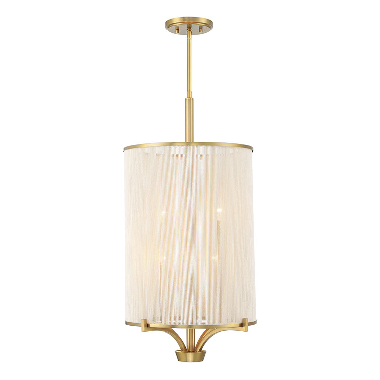 Warm Brass Mini Chandelier with Soft White String Shade