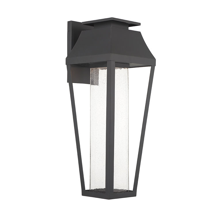 Matte Black 32" Outdoor LED Lantern with Clear Seeded Glass