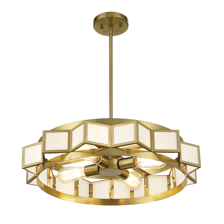 Gideon Warm Brass Drum 4-Light Chandelier
