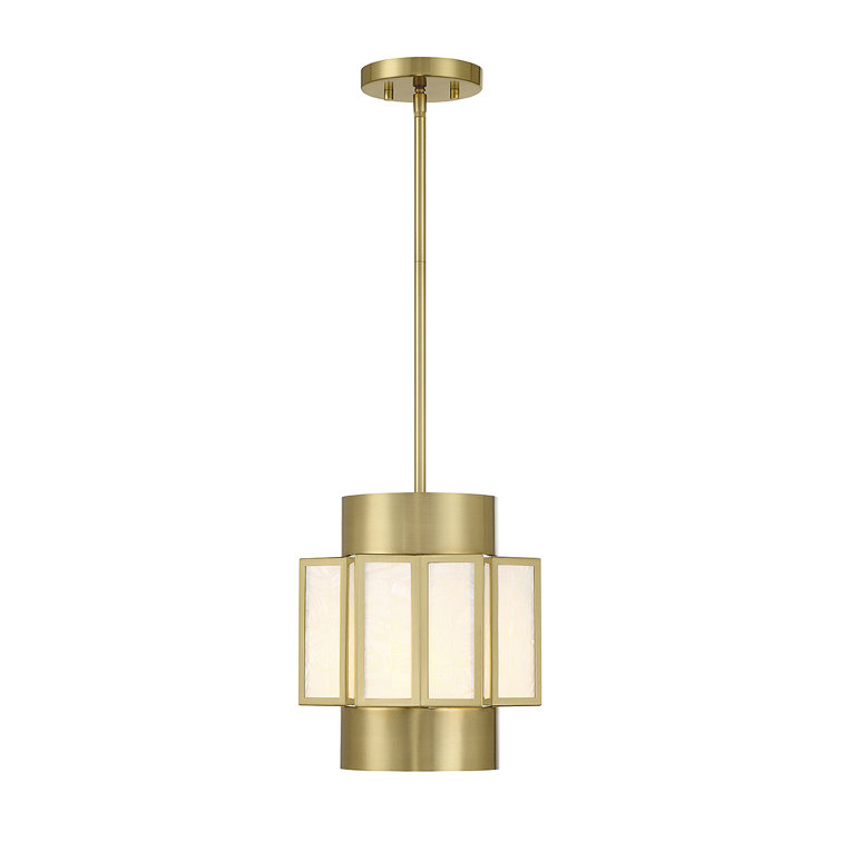 Gideon Warm Brass 3-Light Pendant with Capiz Shell