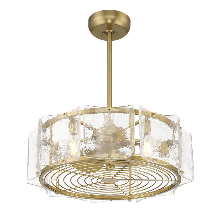 Genry 27" Warm Brass LED Chandelier Fan with Remote