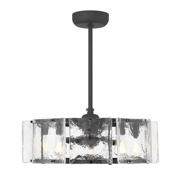 Matte Black 27" LED Chandelier Fan with Clear Glass