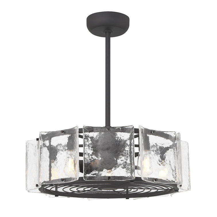 Matte Black 27" LED Chandelier Fan with Clear Glass
