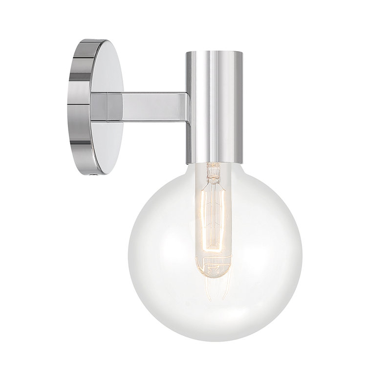 Chrome Globe Clear Glass Shade Dimmable Sconce
