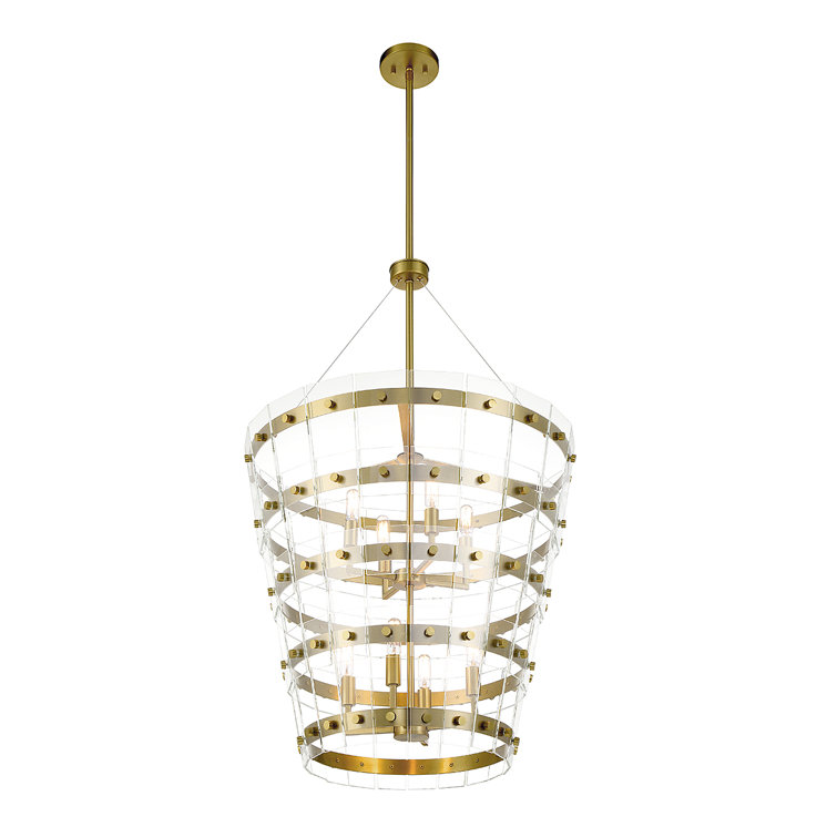 Ventari 8-Light Clear Glass and Warm Brass Pendant