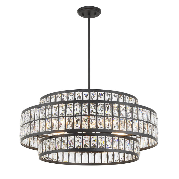 Renzo Matte Black 6-Light Crystal Drum Pendant