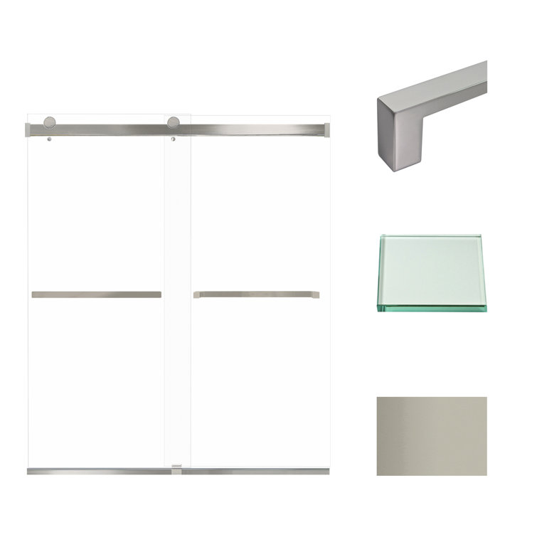 Brianna 60" x 70" Brushed Stainless Frameless Sliding Shower Door