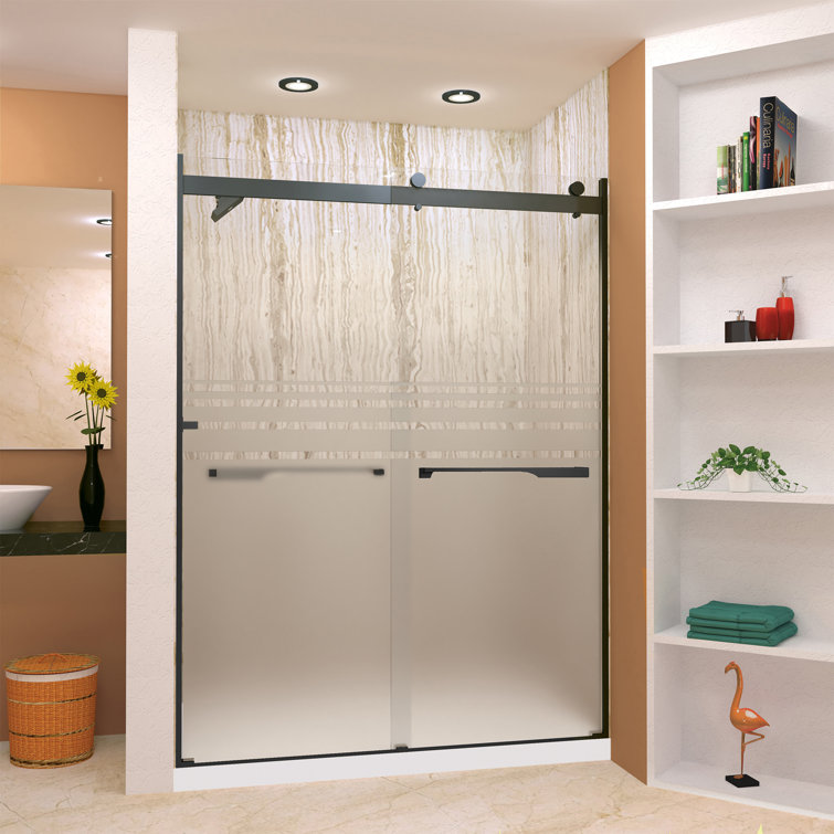 Brianna 60" x 80" Matte Black Frameless Sliding Shower Door
