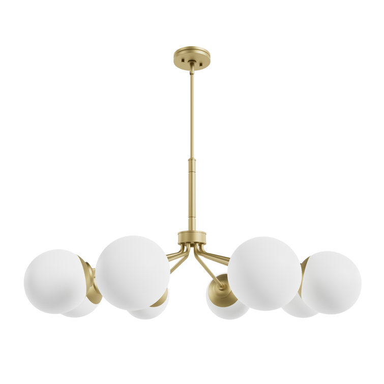 Hepburn Glam 8-Light Brass Sputnik Chandelier with White Orbs