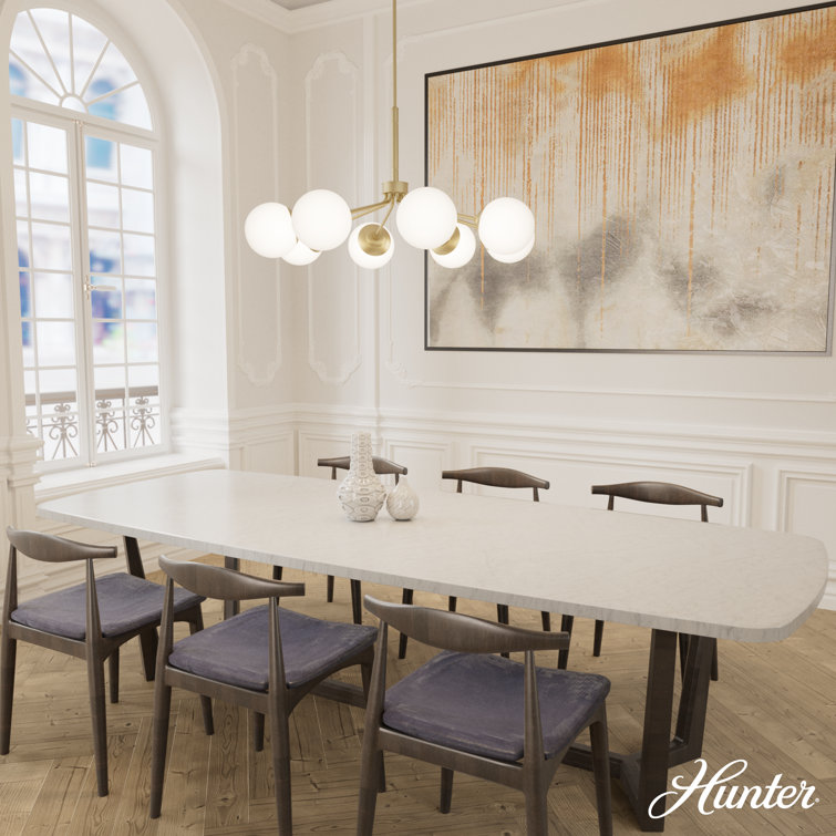 Hepburn Glam 8-Light Brass Sputnik Chandelier with White Orbs