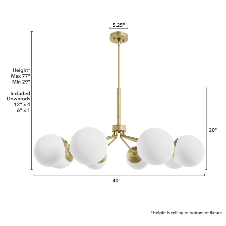 Hepburn Glam 8-Light Brass Sputnik Chandelier with White Orbs