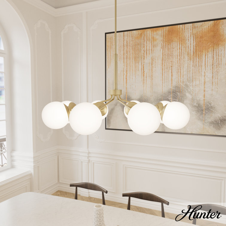 Hepburn Glam 8-Light Brass Sputnik Chandelier with White Orbs