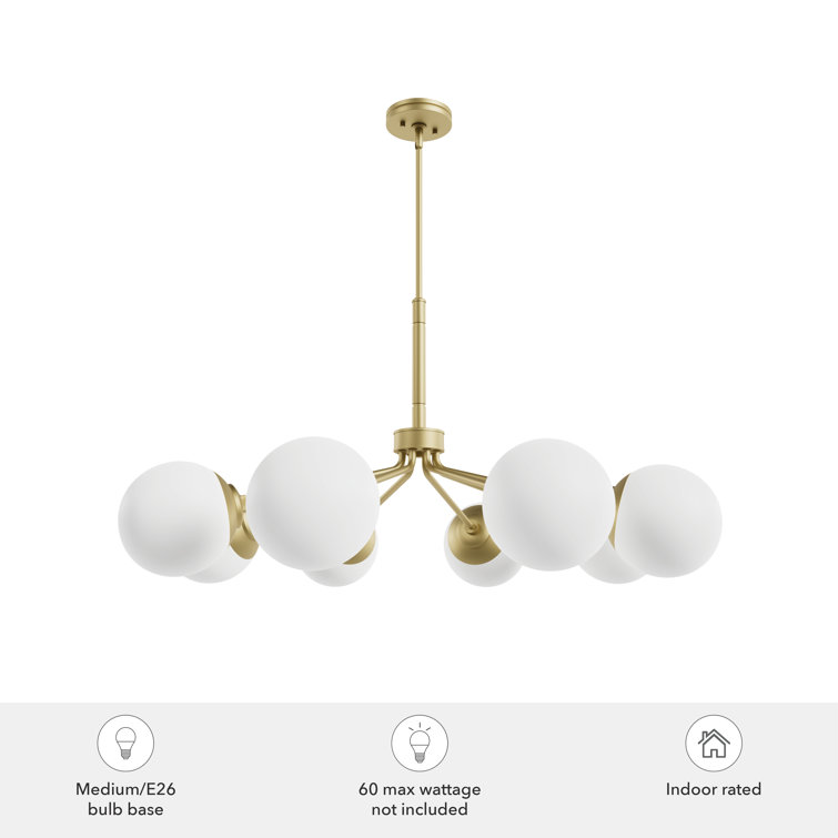 Hepburn Glam 8-Light Brass Sputnik Chandelier with White Orbs