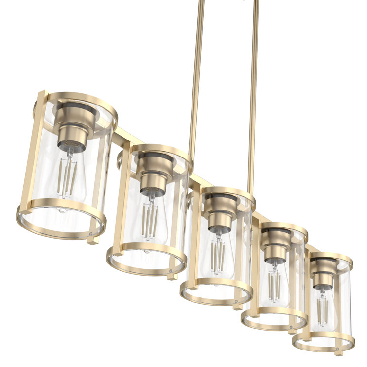 Astwood Alturas Gold 5-Light Linear Chandelier with Glass Shades