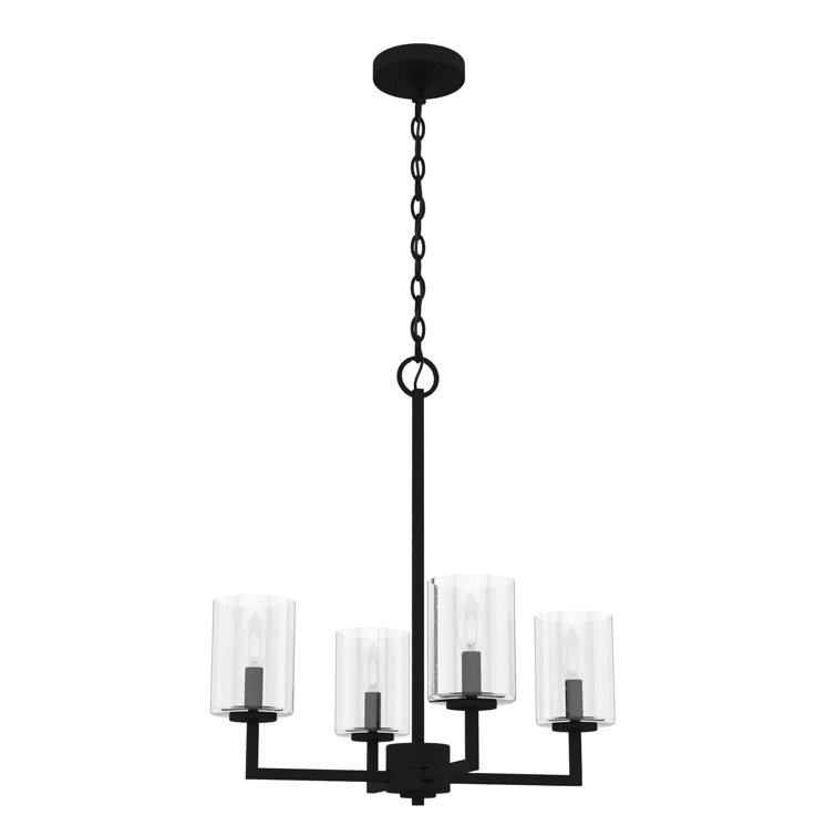 Black Iron 4-Light Geometric Rectangle Chandelier
