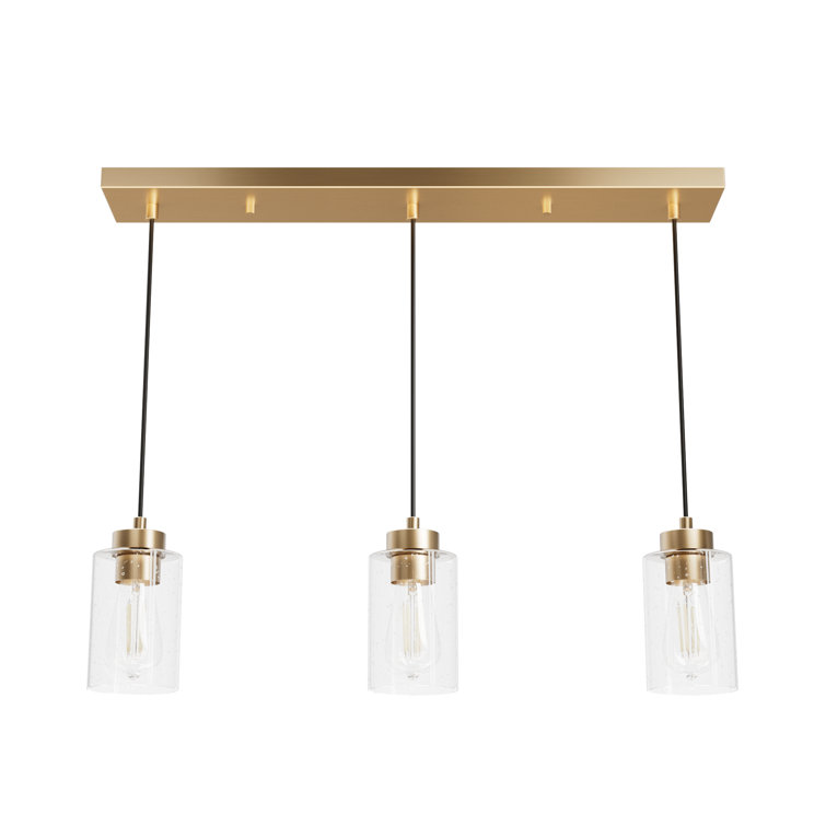Hartland Alturas Gold 3-Light Cluster Linear Pendant with Clear-Seeded Glass