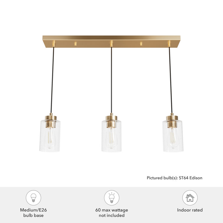 Hartland Alturas Gold 3-Light Cluster Linear Pendant with Clear-Seeded Glass