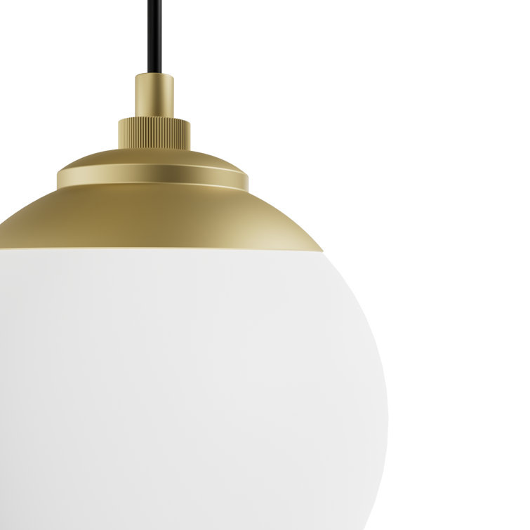 Modern Brass 3-Light Globe Pendant with Cased White Glass