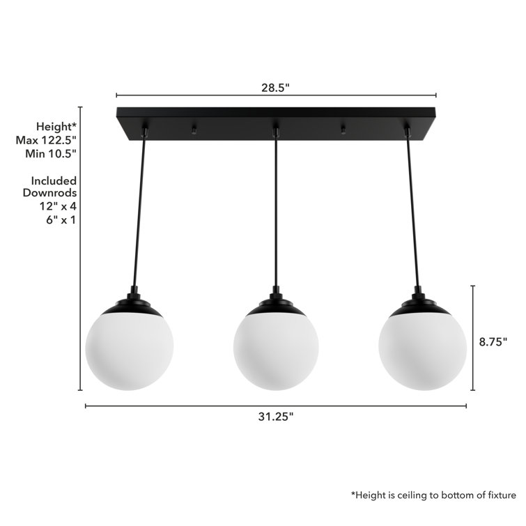 Matte Black 31.25" Glass Linear Pendant Light