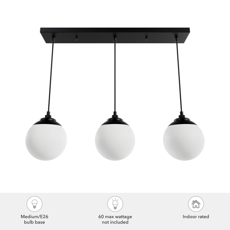 Matte Black 31.25" Glass Linear Pendant Light