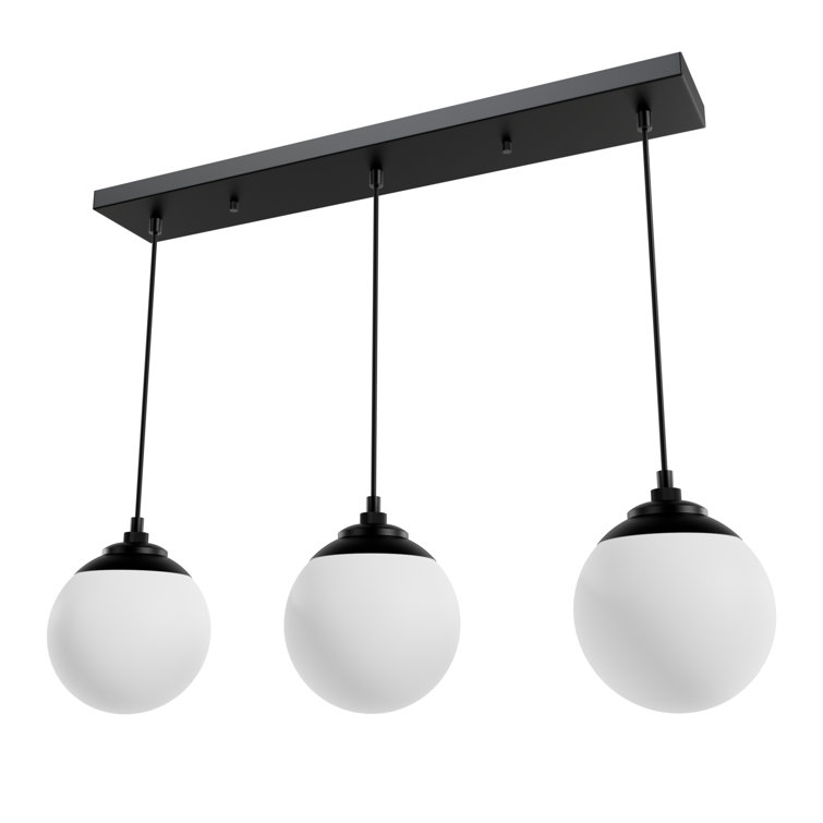 Matte Black 31.25" Glass Linear Pendant Light