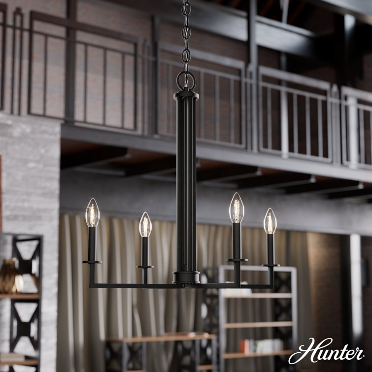 Bearden Satin Black Metal 4-Light Chandelier with Adjustable Chain