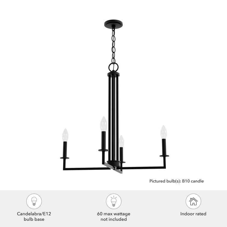Bearden Satin Black Metal 4-Light Chandelier with Adjustable Chain