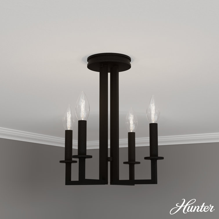 Bearden Mini Black Satin Metal 4-Light Candle Chandelier