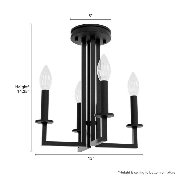 Bearden Mini Black Satin Metal 4-Light Candle Chandelier