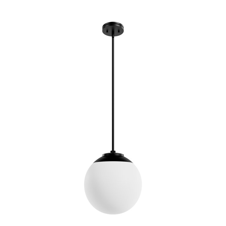 Matte Black and White Glass Globe Pendant Light