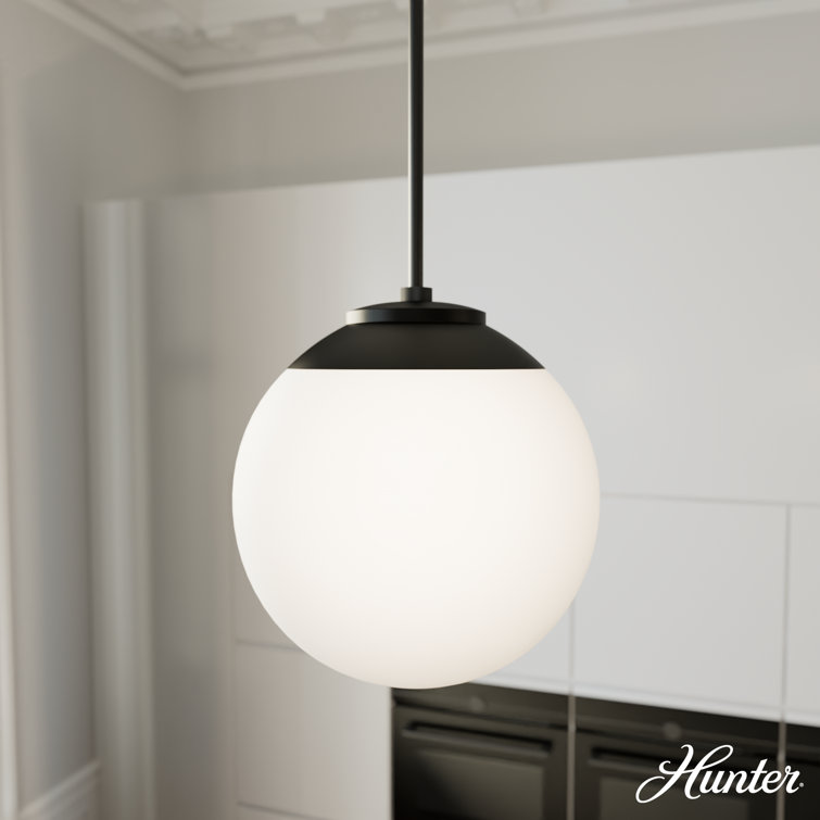 Matte Black and White Glass Globe Pendant Light